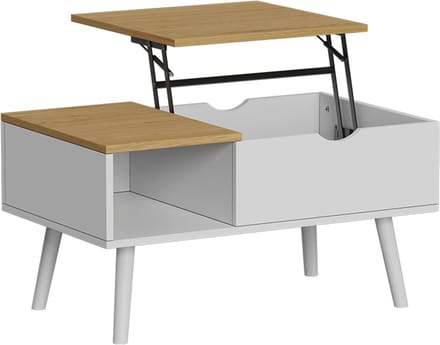 Vicco Stora Salontafel – 76 x 45 cm met liftfunctie Wit/eiken