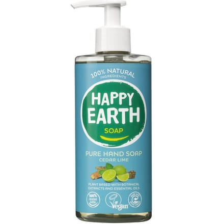 Happy Earth Handzeep Cedar Lime - 100% Natuurlijk - Antibacterieel - Microplasticvrij - 300 ml