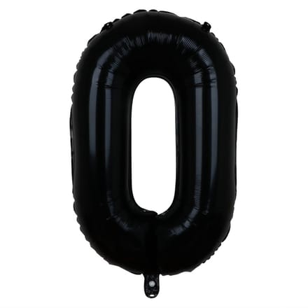 Folieballon / Cijferballon Zwart XL - getal 0 - 82cm