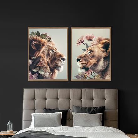 Poster set Leeuw & Leeuwin 70 x 100 - Slaapkamer - Woonkamer