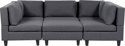 UNSTAD - Moduliare bank met hocker - Donkergrijs - 5-zits - Polyester