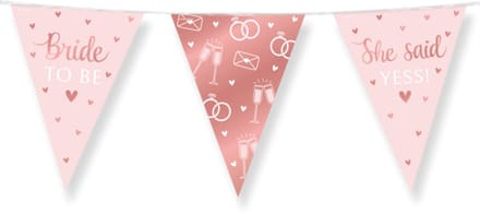 Vlaggenlijn Bride To Be - Rosé - 20x30 cm - 10 meter - Versiering