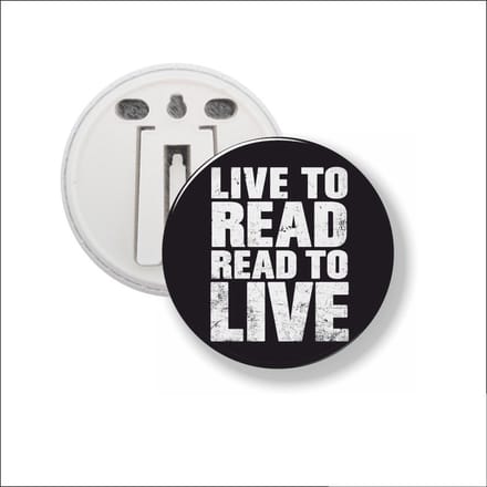 Button Met Clip 58 MM - Live To Read Read To Live