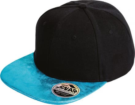 Result Bronx Flat Glitter Peak Snapback Cap RH87 - Black/Turquoise - One size