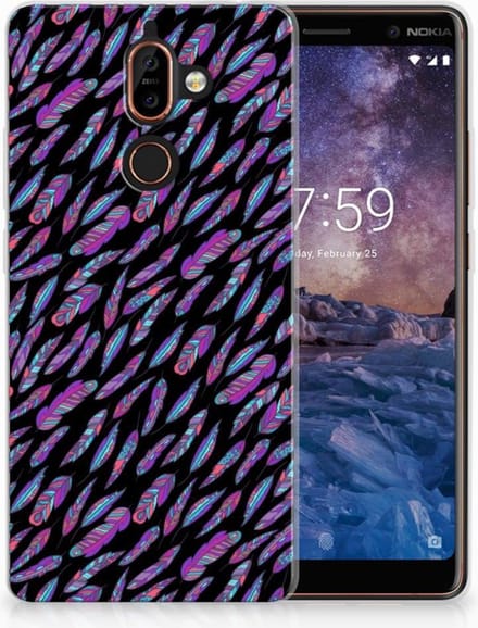 Nokia 7 Plus TPU bumper Feathers Color