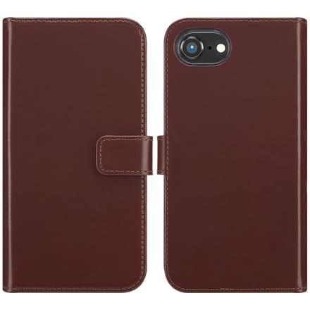 Selencia Hoesje - Geschikt voor Apple iPhone 17e / 16e - Echt Lederen Bookcase - Bruin