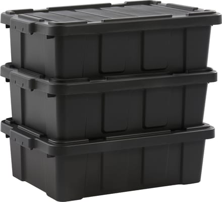 IRIS Powerbox Robuust Opbergbox - 25L - 100% Recycled Kunststof - Zwart - Set van 3