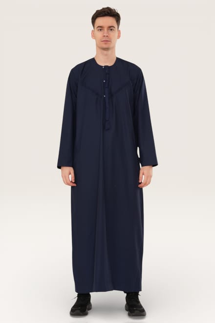 Heren Marine Eid Marokkaanse Jubba Robe Djellaba Ramadan Eid Thobe LFS-HM11