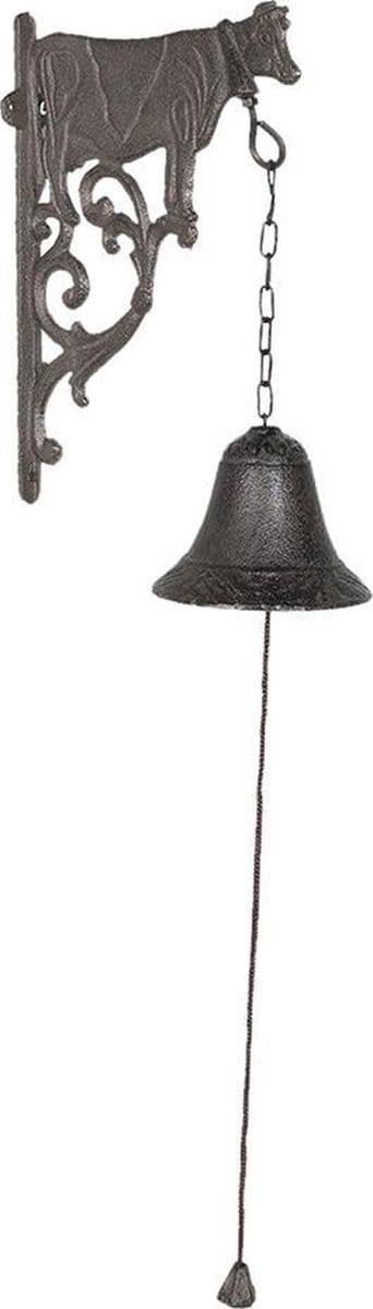 Clayre & Eef Ouderwetse Deurbel Koe 10x19x25 cm Bruin IJzer
