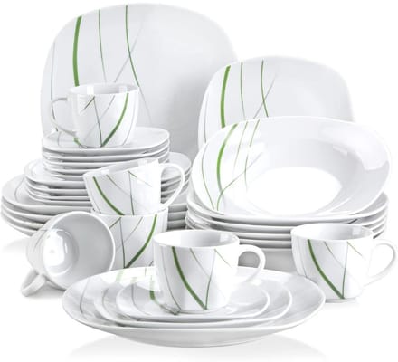 Thuys – Serviesset 30 Delig – 6 Persoons – Compleet Servies – Porselein – 50 x 30 x 29cm – Wit