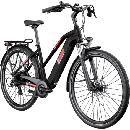 ZÜNDAPP Elektrische fiets trekking Z810 700c (Dames, Zwart/rood)