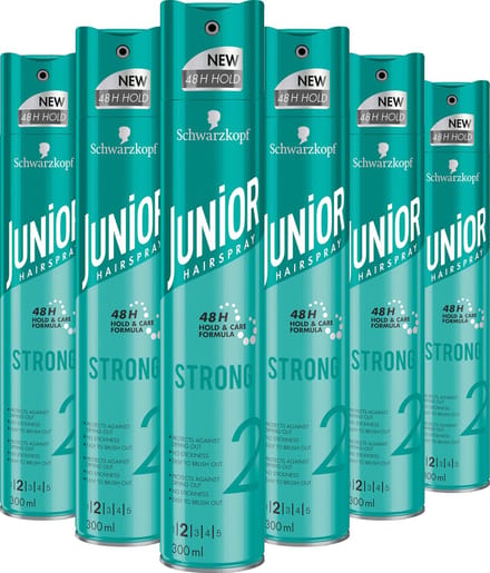 Junior Haarspray - Strong - Haarlak - Haarstyling - Voordeelverpakking - 6 x 300 ml