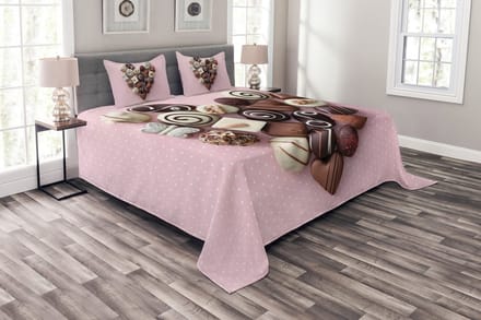 ABAKUHAUS Chocoladebruin Sprei-Set – Polyester, 220x220 cm – Veelkleurig