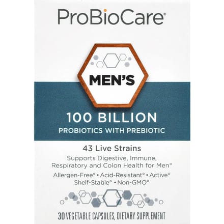 Probiotica voor Mannen met Prebiotica, 30 Plantaardige Capsules