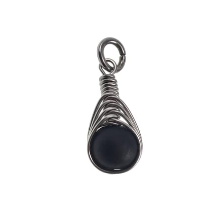 30mm x 10mm Matte Onyx Steen Hanger Dames - RVS - Handgemaakt Visgraattechniek Zwarte Steen Hanger