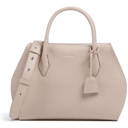 COCCINELLE Leren Schoudertas Handtas Lord Handbag Grained Leather Rosette Beige