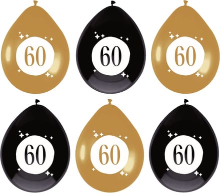 Haza Ballonnen - 60 jaar - leeftijd verjaardag - 6 stuks - 30 cm - versiering