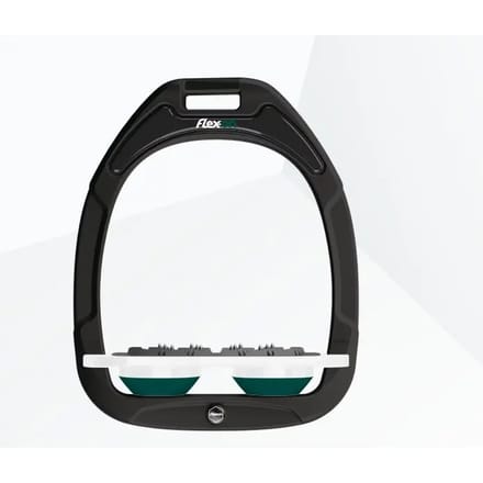 Zwarte/Witte/Groene Ultra Grip Platte Stijgbeugels Flex-On Green Composite