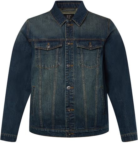 JP 1880 - Heren - Denim jack borstzakken knoopsluiting - Donkerblauw denim - Maat L