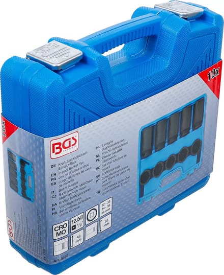 BGS Kracht-doppenset - twaalfkant - 1/2 - 32 - 36 mm - 10 delig