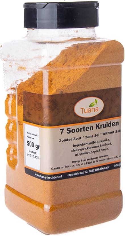 Tuana Kruiden - 7 Soorten Kruiden - Strooibus 500 Gram - Tuanashop - GP-X-0001