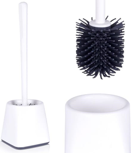 Toiletborstel Silicone met Standaard Wit - WC Borstel - Toilet