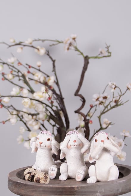 Clayre & Eef Beeld Konijn 19x7x9 cm Wit Polyresin Woonaccessoires