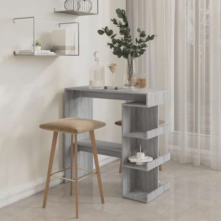 vidaXL - Bartafel - met - opbergrek - 100x50x101,5 - cm - grijs - sonoma