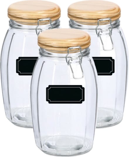 Weckpotten/inmaakpotten - 6x - 1.85L - glas - met beugelsluiting - incl. etiketten