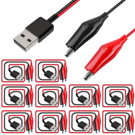 Dailygoody - Usb naar Alligator Clips Kabelaansluiting - 10 Stuks