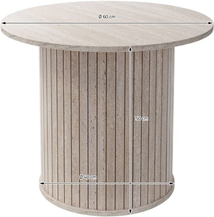ML-Design salontafel rond steenlook beige Ø60x40 cm woonkamer bijzettafel modern klassiek design houten koffietafel compact rond tafeltje voor thee koffie snacks stijlvolle woondecoratie decoratieve grijze tafel industrieel woonkamermeubel