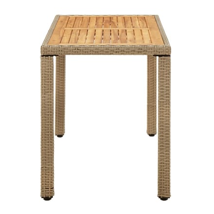 vidaXL - Tuintafel - 123x60x74 - cm - poly - rattan - en - massief - acaciahout - beige
