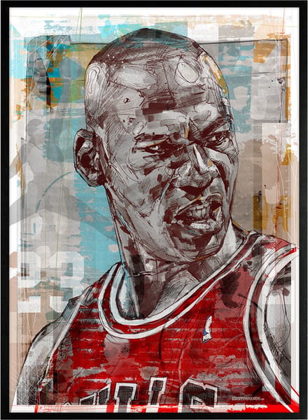 Michael Jordan 01 print 51x71 cm *ingelijst & gesigneerd