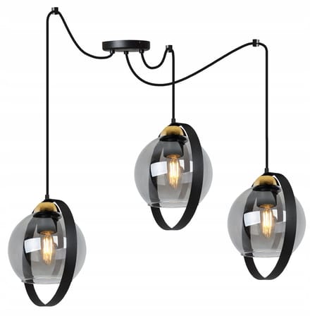 Light-Home SPIDER RING HAGA 2346/3/G – Hanglamp – Zwart/Goud/Chroom – Glas – Modern Design – LED