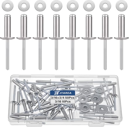 Blindklinknagels 4,8x20 mm RVS met sluitring en koepelkop 60 stuks
