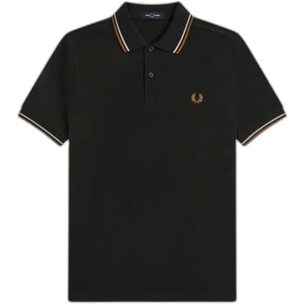 Fred Perry Twin tipped polo - night green dusky blue dark caramel