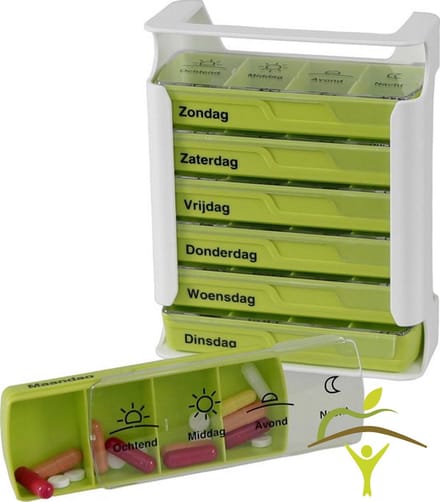 Pillendoos Anabox Compact voor 1 week, 4 vakken per dag : Limoen