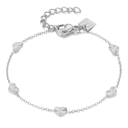 Twice As Nice Armband in edelstaal, hartjes 16cm+3cm