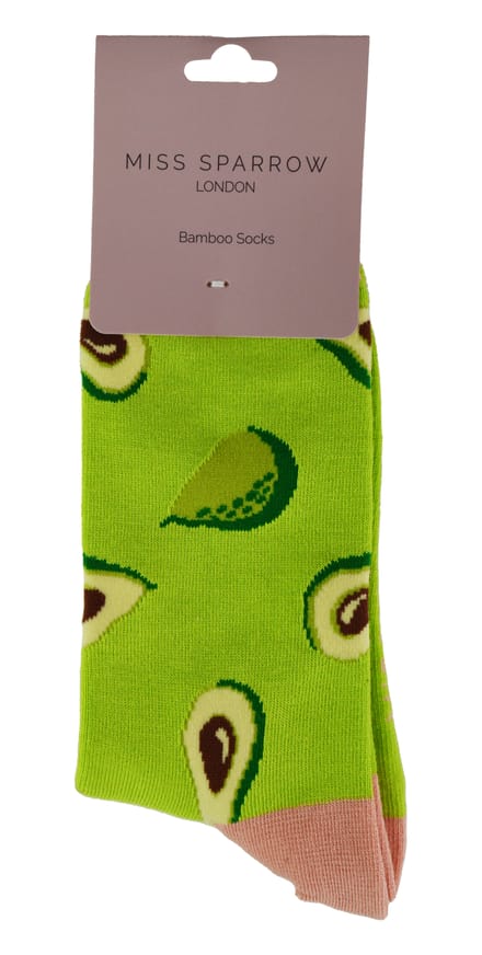 Miss Sparrow - Grappige fruitsokken voor dames - Avocado (Groen)