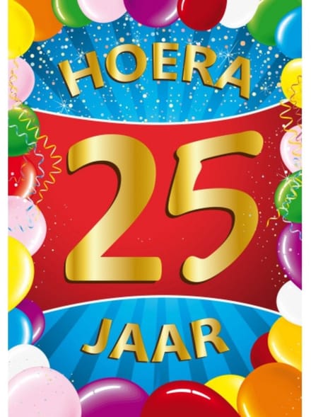 Bellatio Decorations Verjaardag deurposter - 25 jaar - multi - 59 x 84 cm - feestartikelen