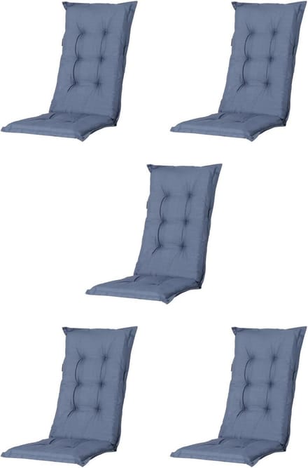 Madison - Tuinkussen - Universeel - Lage Rug - 5 st. - Basic Cobalt - 105x50cm - Blauw - Tuinstoelkussens - Standaardstoel