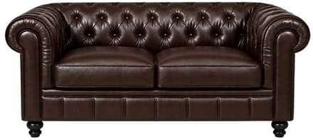 Chesterfield Bank - 2 Zits - Bruin mokka - Leer - Sofa