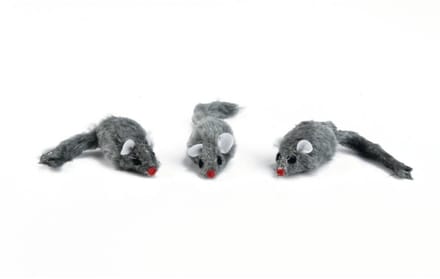 Plush muisje grijs - zakje 3st 5 cm