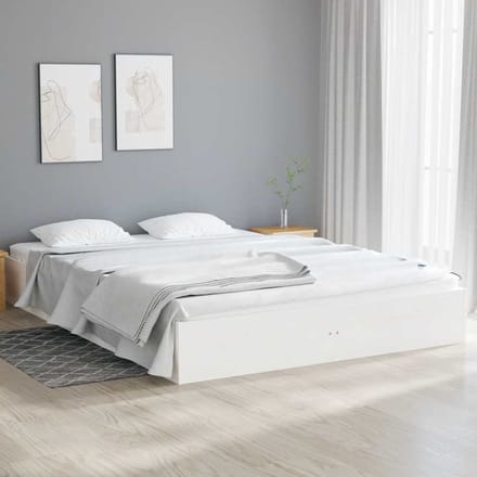 vidaXL Bedframe massief hout wit 120x190 cm Small Double