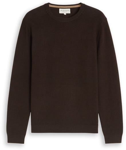 Tom Tailor - Gebreide trui van katoen - Maat S - dark chocolate brown melange