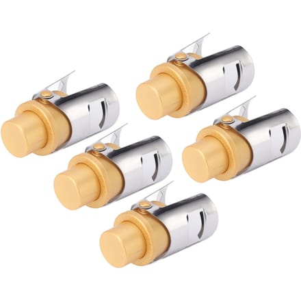 5 Bouchons de Champagne Doré Acier Inoxydable Réutilisables Scellés de Bouteille Bouchon Économiseur de Champagne white