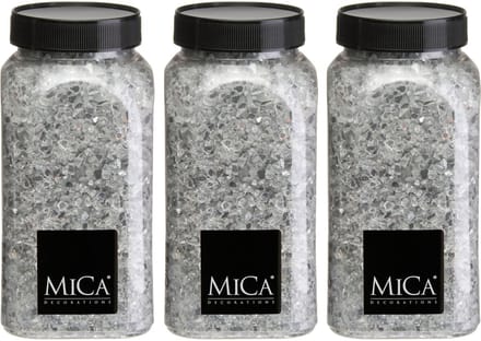 Mica Decorations decoratie stenen / granulaat - 3x - 650 ml - 1-2 mm - spiegel glas - siergrind