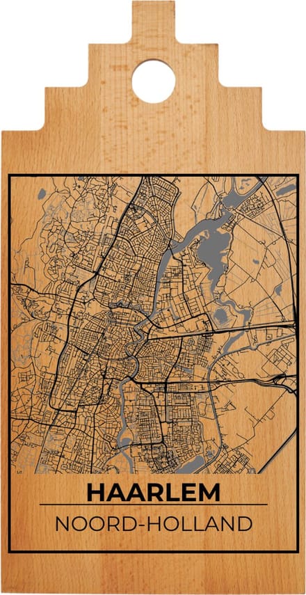 JM Woods - Borrelplank - Serveerplank - Hapjesplank - Kaasplank - Plattegrond - HAARLEM - Gepersonaliseerd - Cadeau tip!