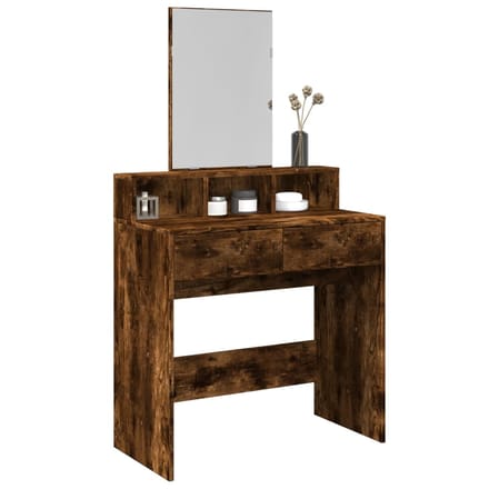 vidaXL - Kaptafel - met - spiegel - 80x41x144,5 - cm - gerookt - eikenkleurig