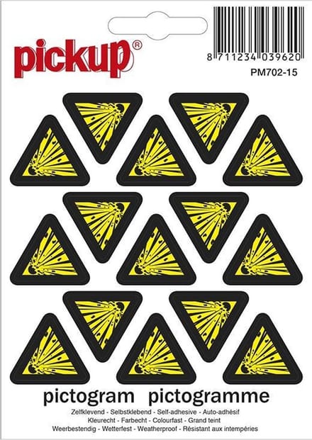 Mini picto's 2,5 cm 15 per vel - Explosieve stoffen